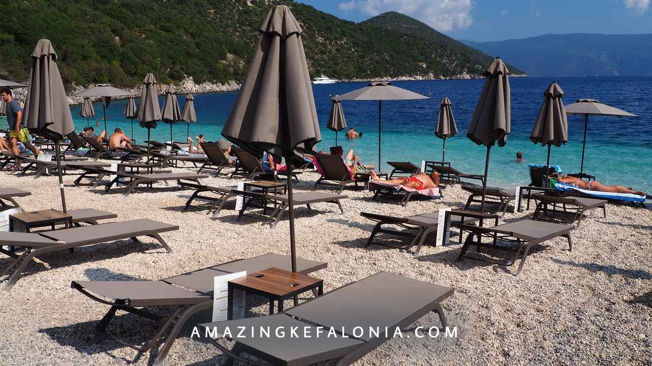 Parasols behind Antisamos beach